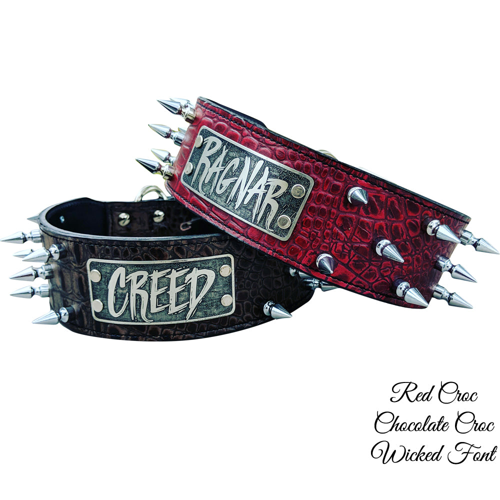 NJ5 - Collar con pinchos personalizado de 2,5" de ancho