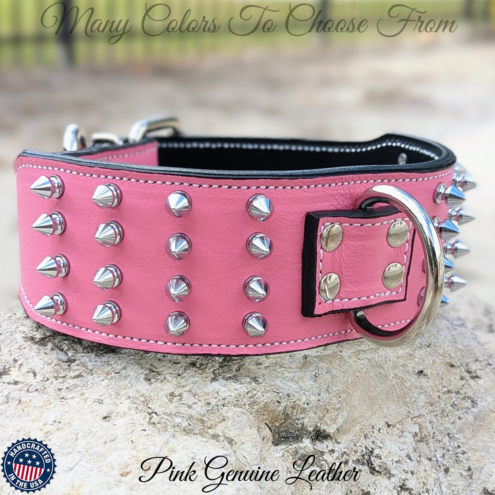 J11 - 2.5" Wide Spiked Leather Dog Collar