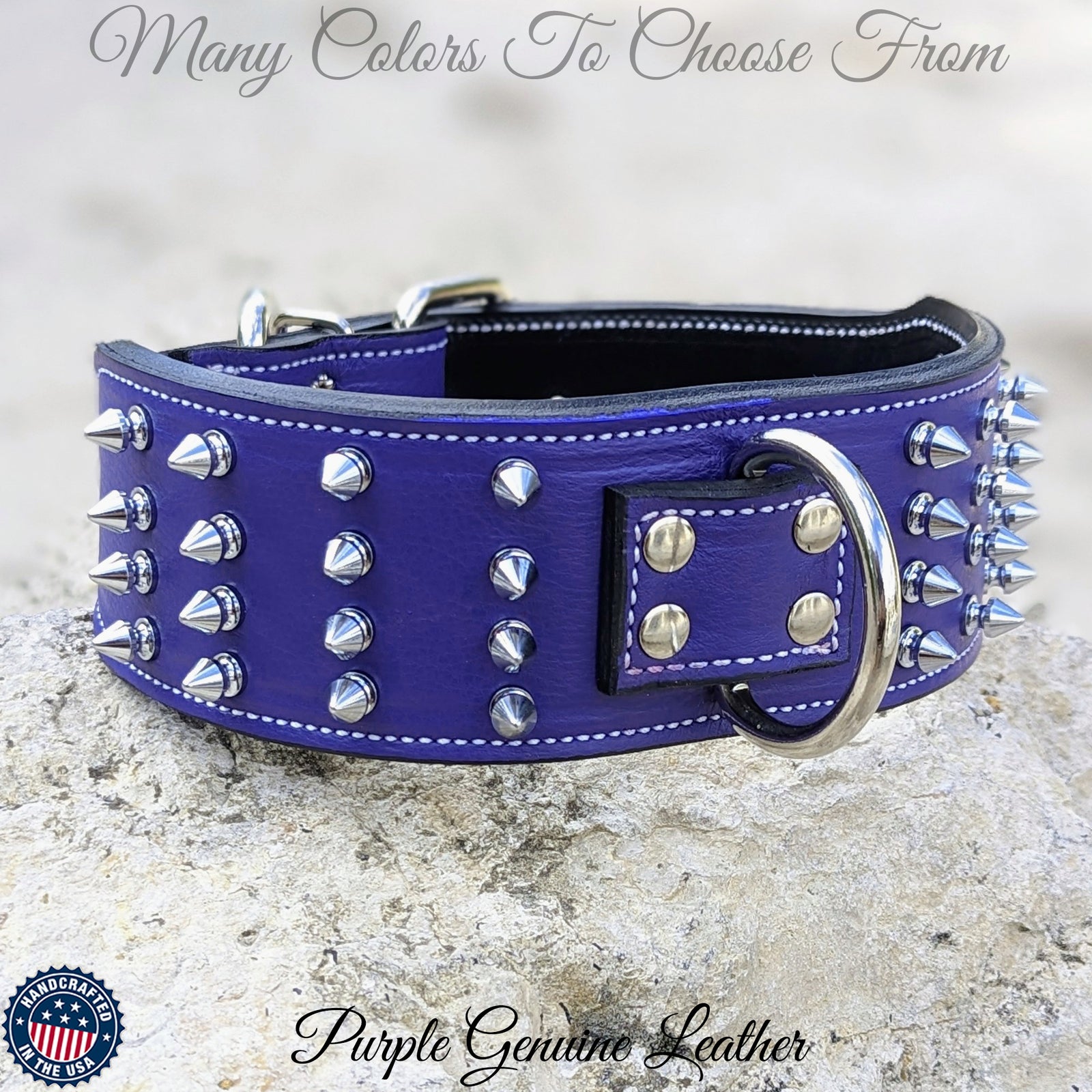 J11 - 2.5" Wide Spiked Leather Dog Collar