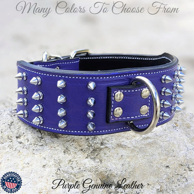 J11 - 2 1/2" Spiked Leather Dog Collar