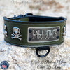 Leather Dog Collar with Skull & Crossbones Heavy Duty Collar 2.5" Wide - NJ13