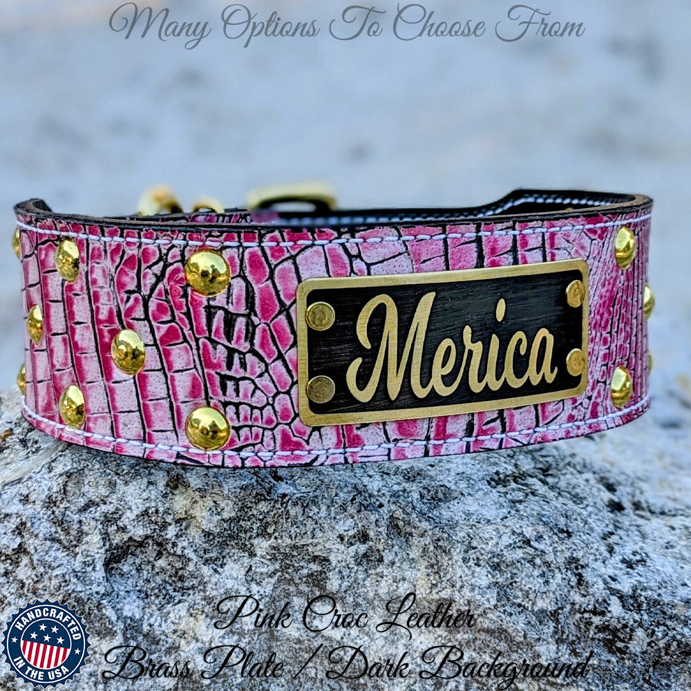 NJ3 - 2.5" Wide Leather Dog Collar with Name Plate