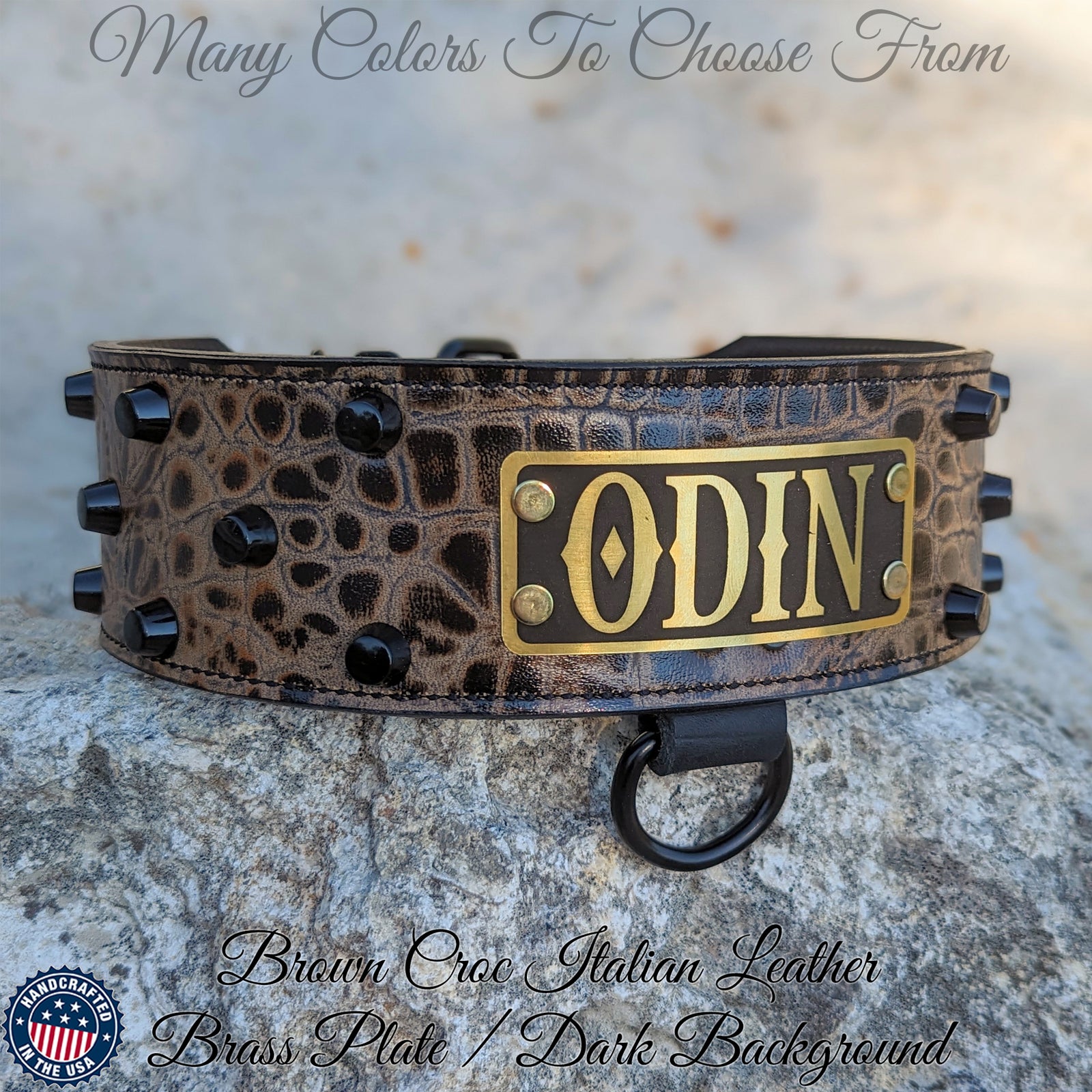 Collar de cuero para perros, collar personalizado con placa de identificación de 2,5" de ancho - NJ8