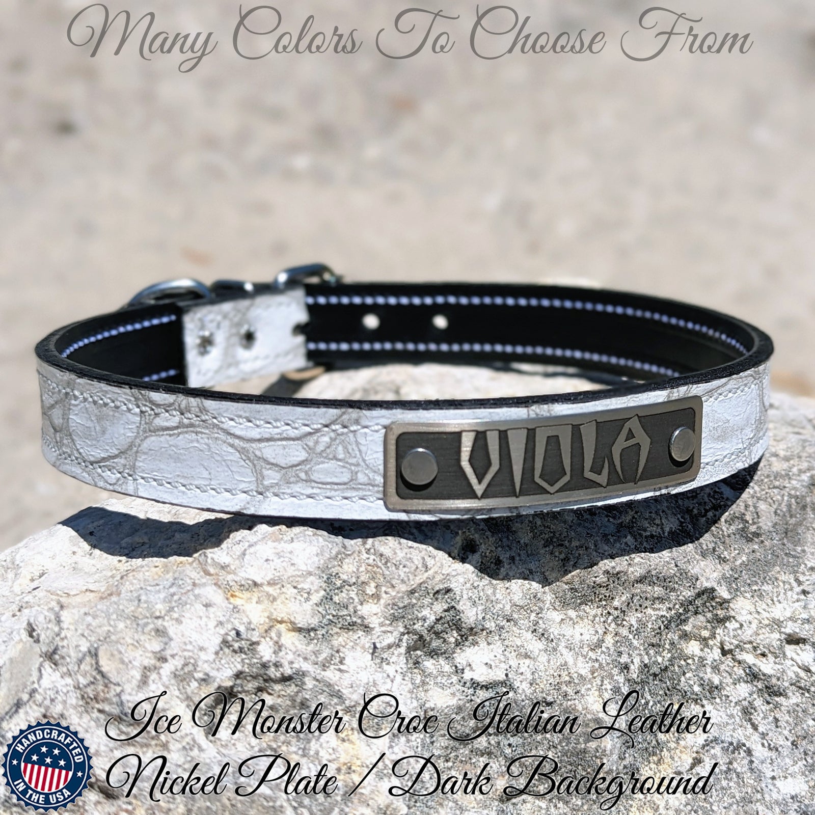 Collar de cuero para perro con placa de identificación personalizada Collar de 1" hecho a medida - NU1