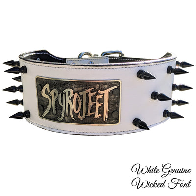 NX2 - 3" Wide Personalized Spiked Leather Dog Collar