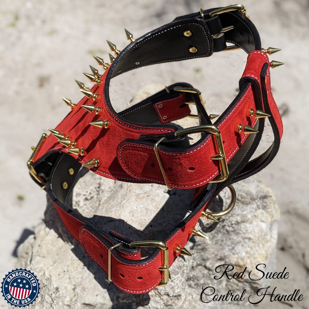 Y05 - Arnês para cães de couro com pontas