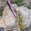 Studded Leather Handle Super Heavy Gold Chain Lead - 30"