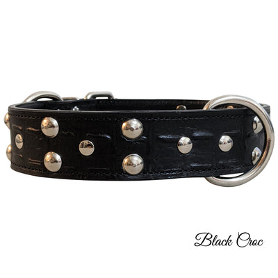 V15 - 1.5" Wide Studded Leather Dog Collar