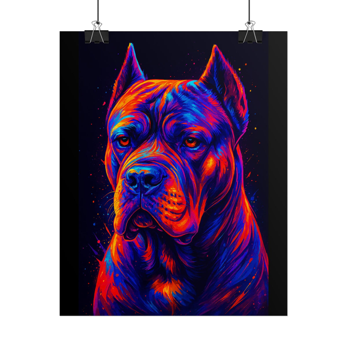 Colorful dog portrait on a black background