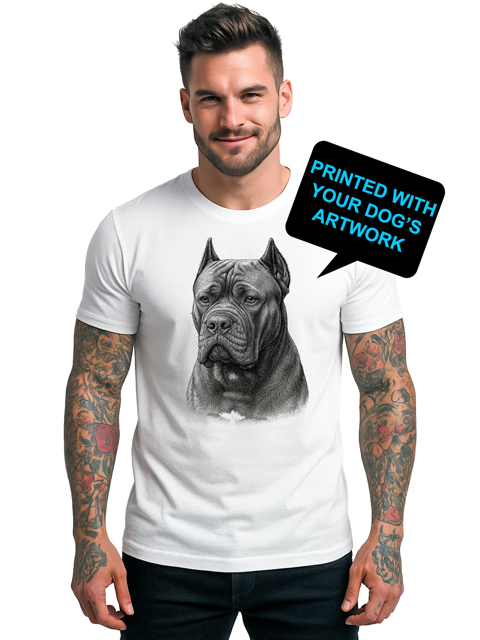 Custom Pen & Ink Dog Portrait T-Shirt | Personalized Pet Art Tee by Pit Bull Gear