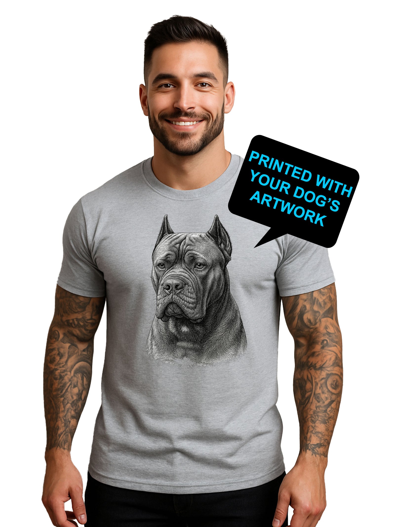 Custom Pen & Ink Dog Portrait T-Shirt | Personalized Pet Art Tee by Pit Bull Gear