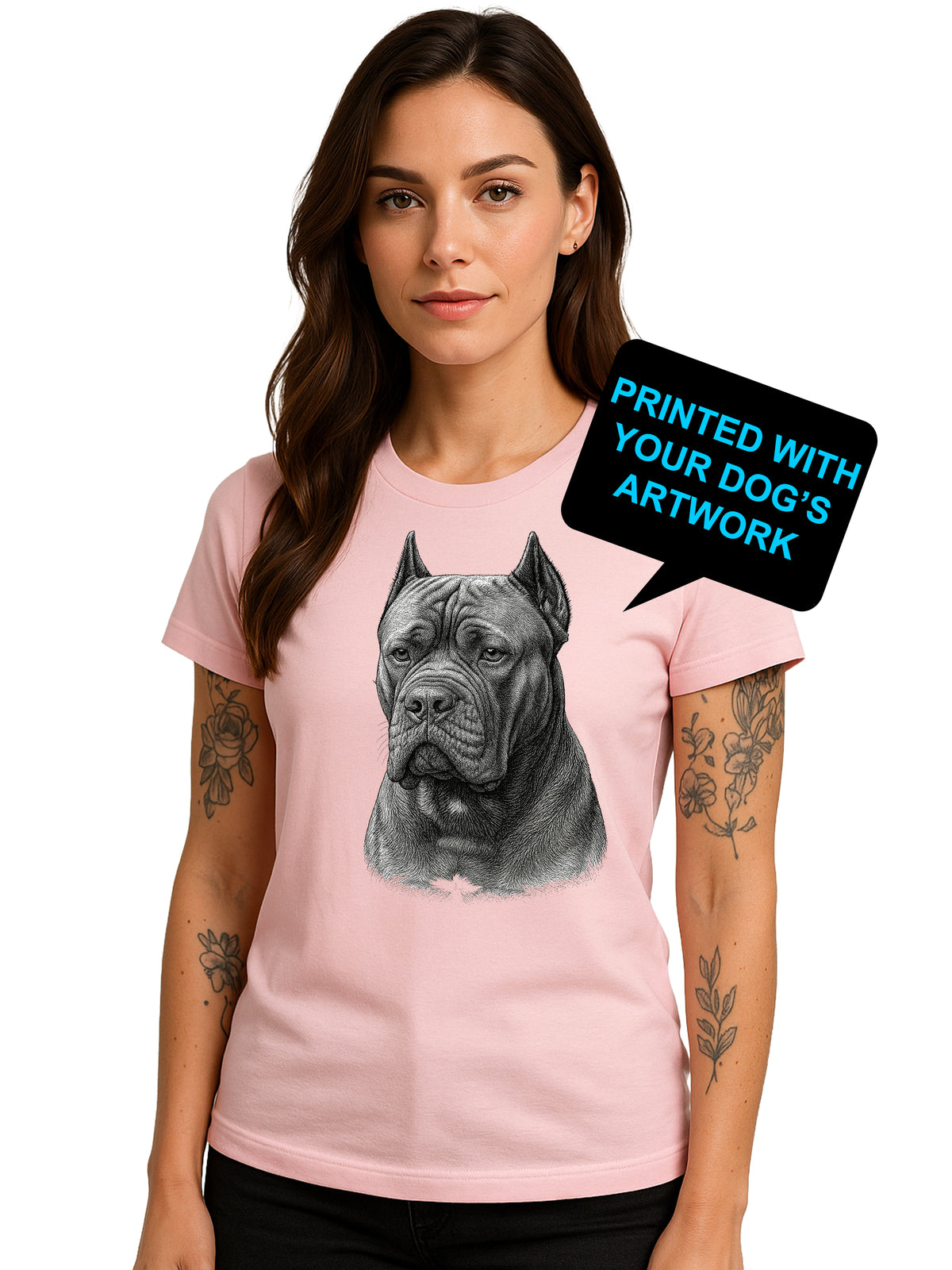 Custom Pen & Ink Dog Portrait T-Shirt | Personalized Pet Art Tee by Pit Bull Gear