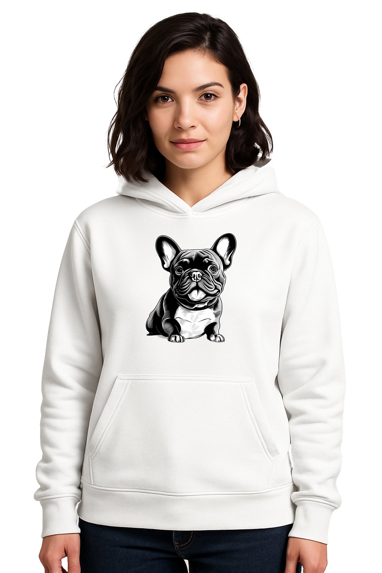 B&W French Bulldog Hooded Sweatshirt