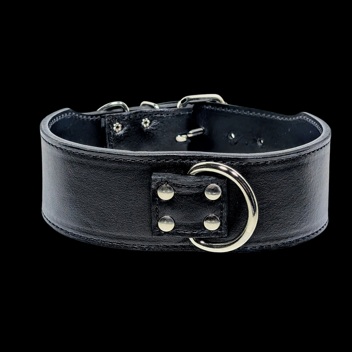 * 2.5&quot; Wide Black Genuine Leather Dog Collar with Center D-Ring 20&quot;-23&quot; Neck – Overstock Special
