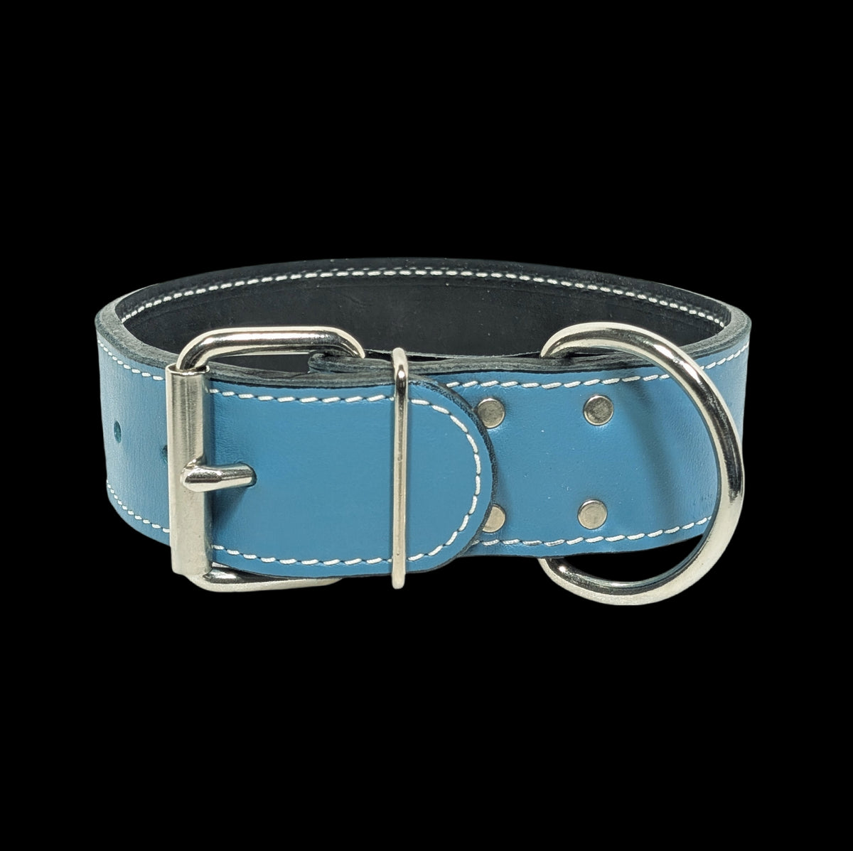 * 2" Wide Turquoise Full Grain Italian Leather Dog Collar 15.5" - 18.5" Neck – Overstock Special