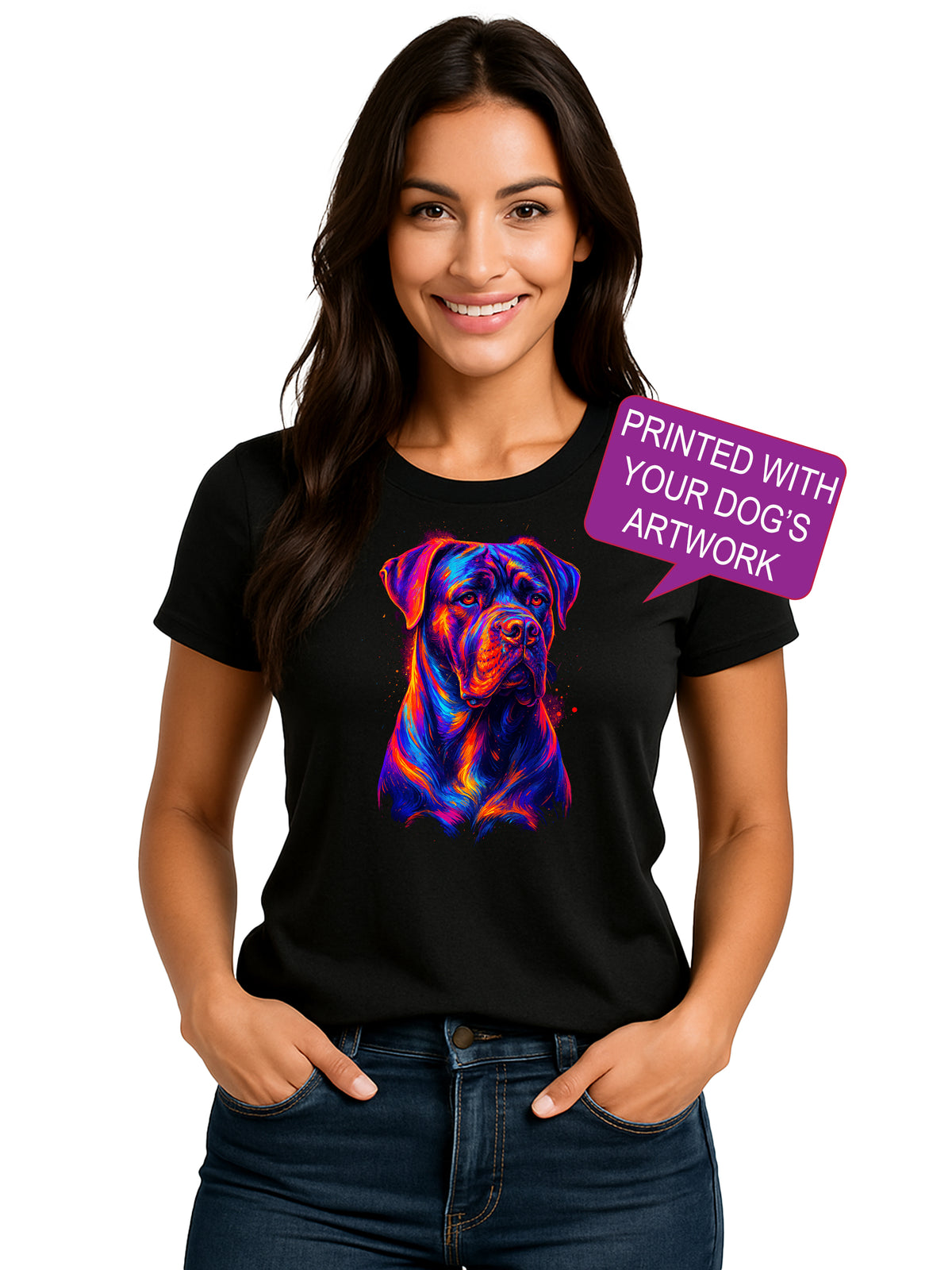 Custom Neon Pop Art Dog Portrait T-Shirt | Personalized Pet Art Tee by Pit Bull Gear