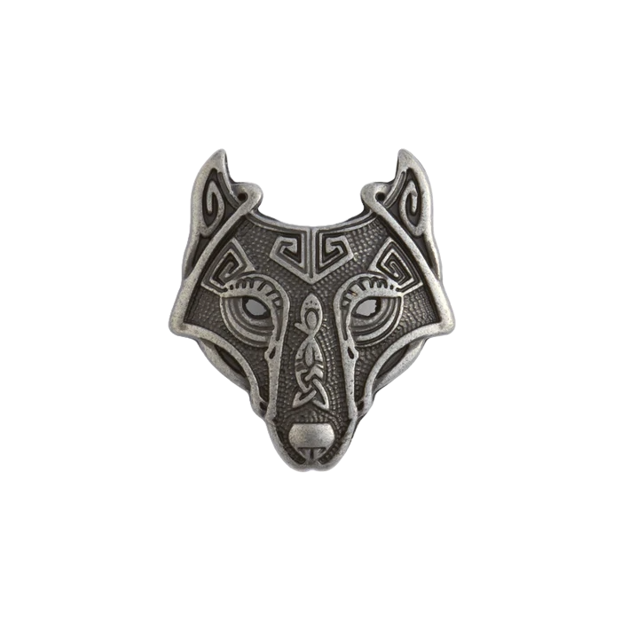 W4 - 2" Wide Viking Wolf Personalized Leather Dog Collar