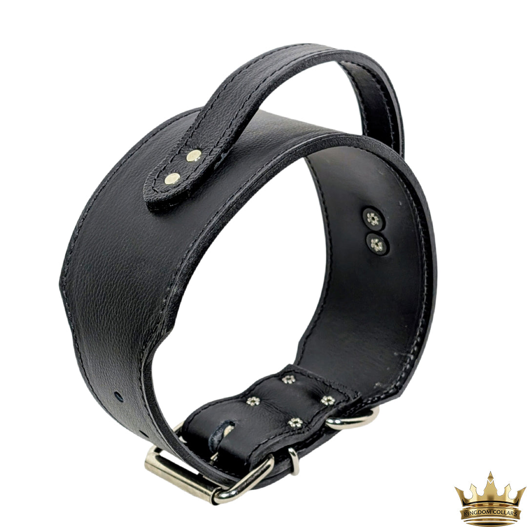 AGT3 - Custom 3" Wide Leather Agitation Dog Collar with Handle