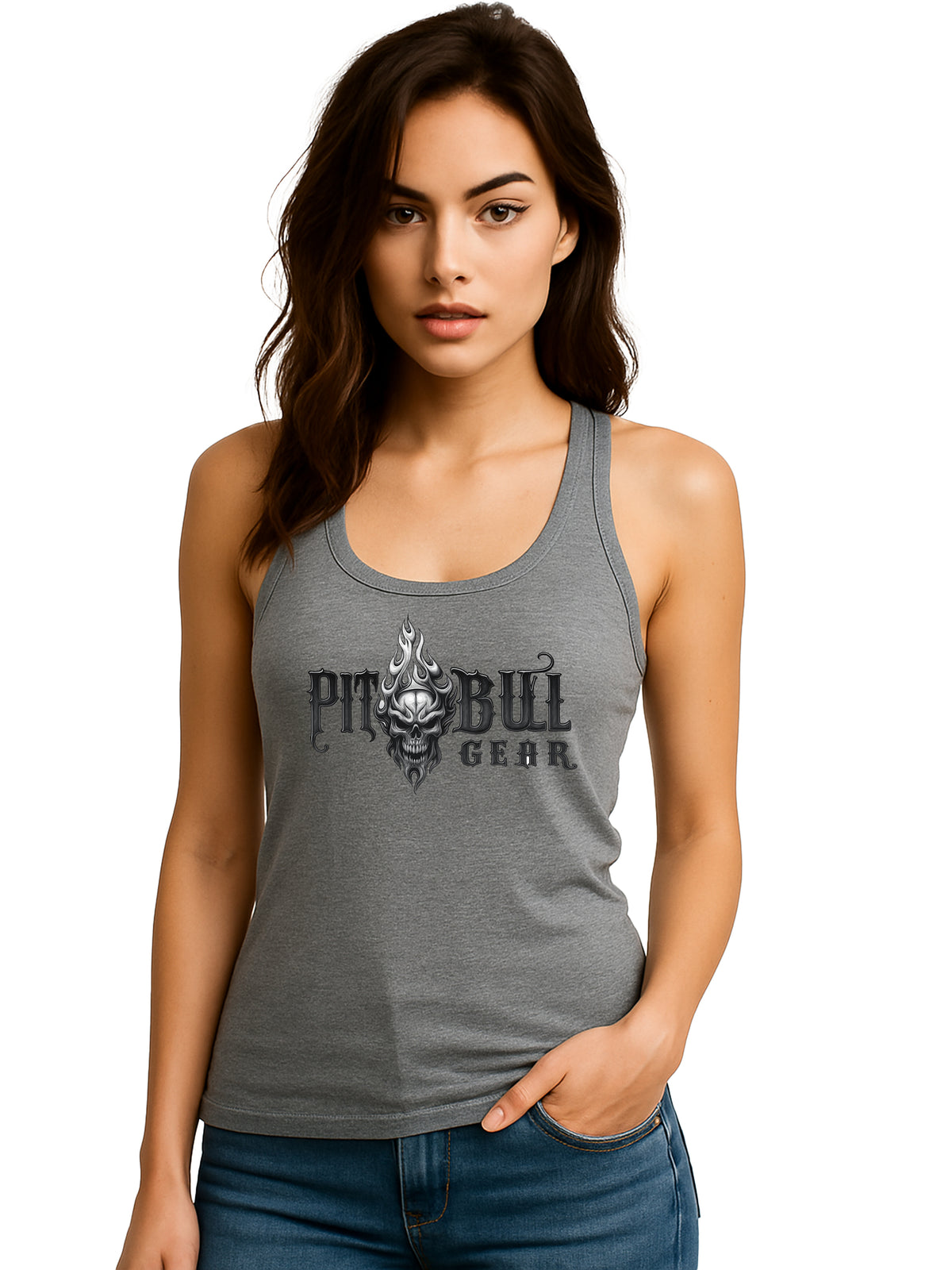 Pit Bull Gear Flaming Skull - Tank Top