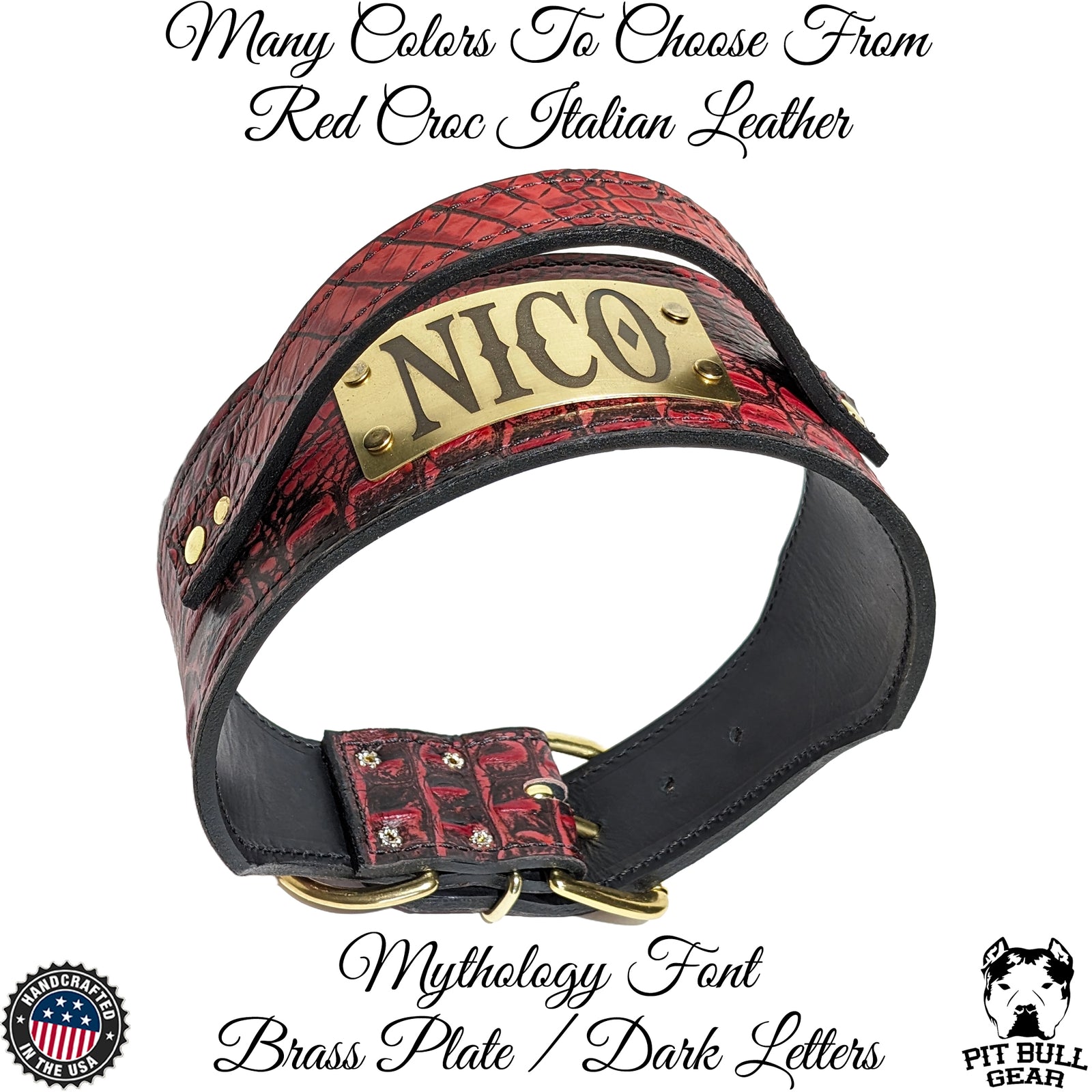 W26 - Collar de cuero con púas hexagonales personalizado de 2"