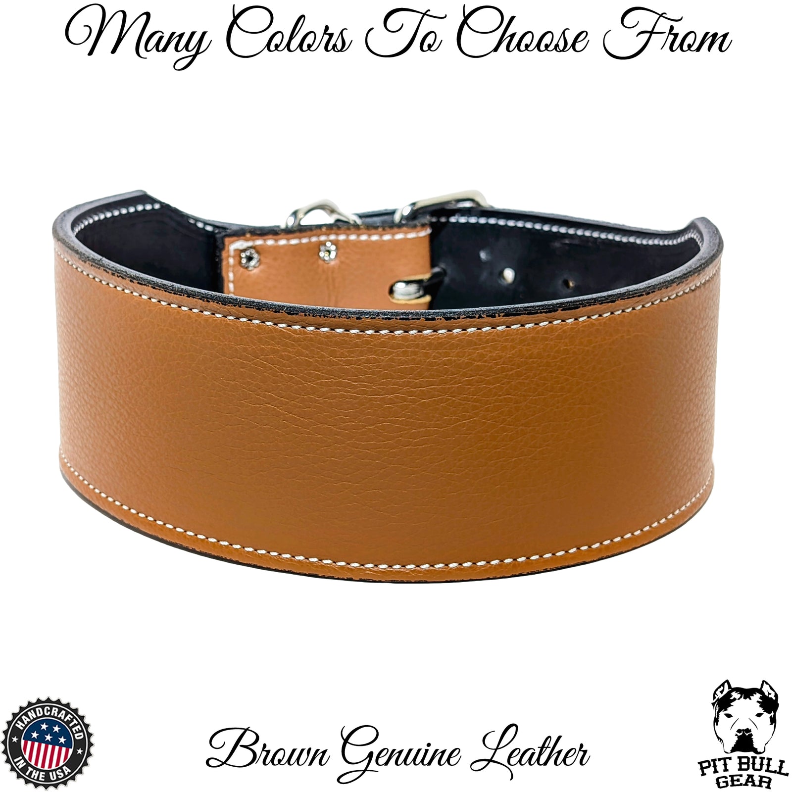 X1 - Collar de cuero para perros de 3" de ancho