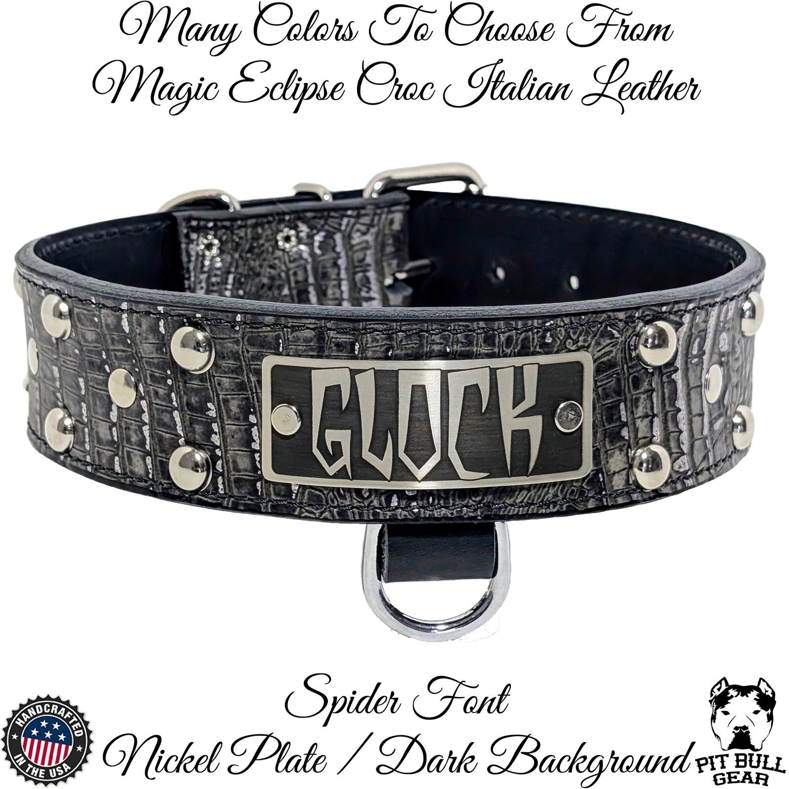 N12 - 2" Wide Personalized Leather Studded Dog Collar