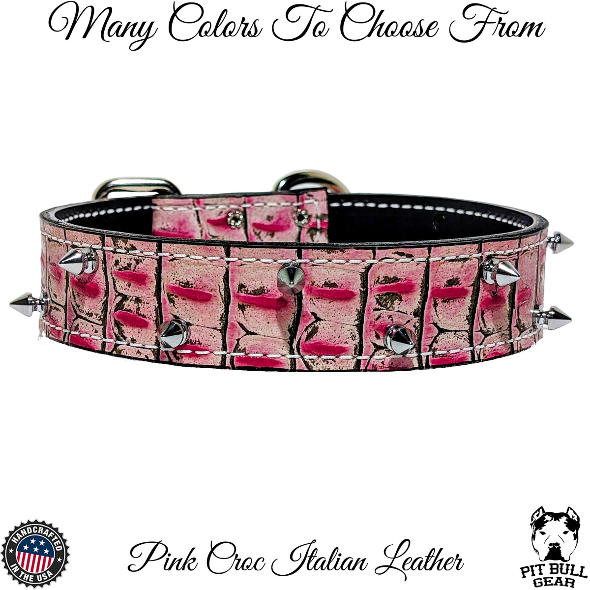 V5 - Custom 1.5" Wide Italian Leather Dog Collar with 1/2" Tree Spikes