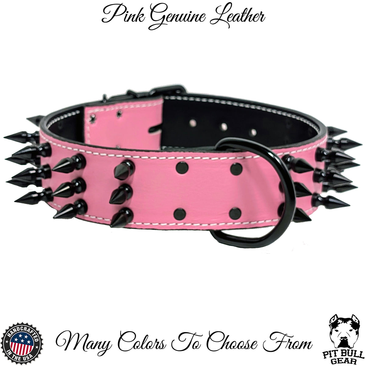 W18 - 2&quot; Wide Spiked Leather Dog Collar