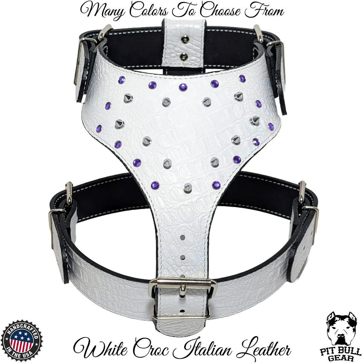 Y14 - Leather Dog Harness Spikes &amp; Gems
