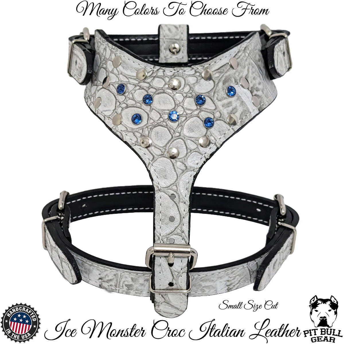 Y22 - Leather Dog Harness with Gems & Rivets