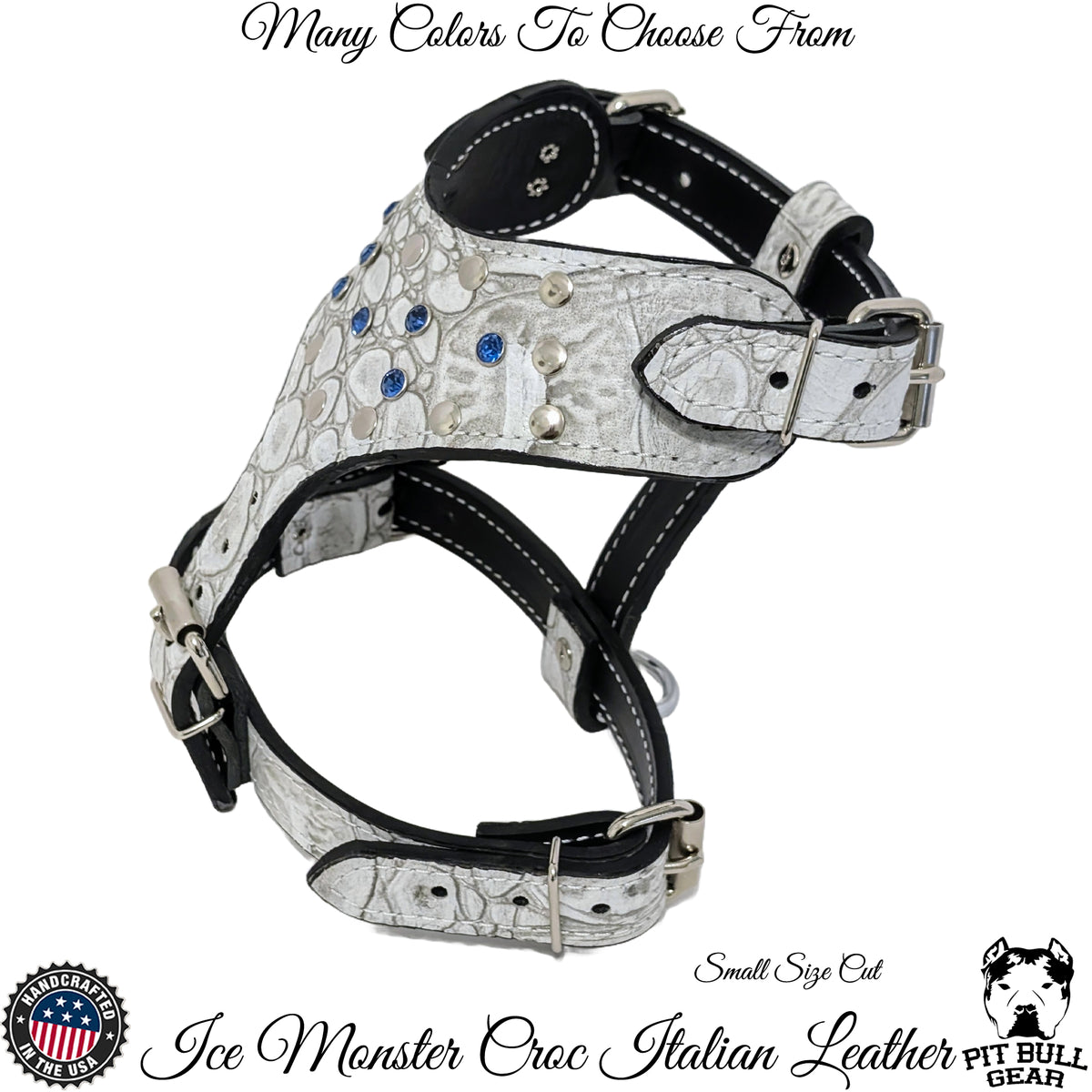 Y22 - Leather Dog Harness with Gems & Rivets