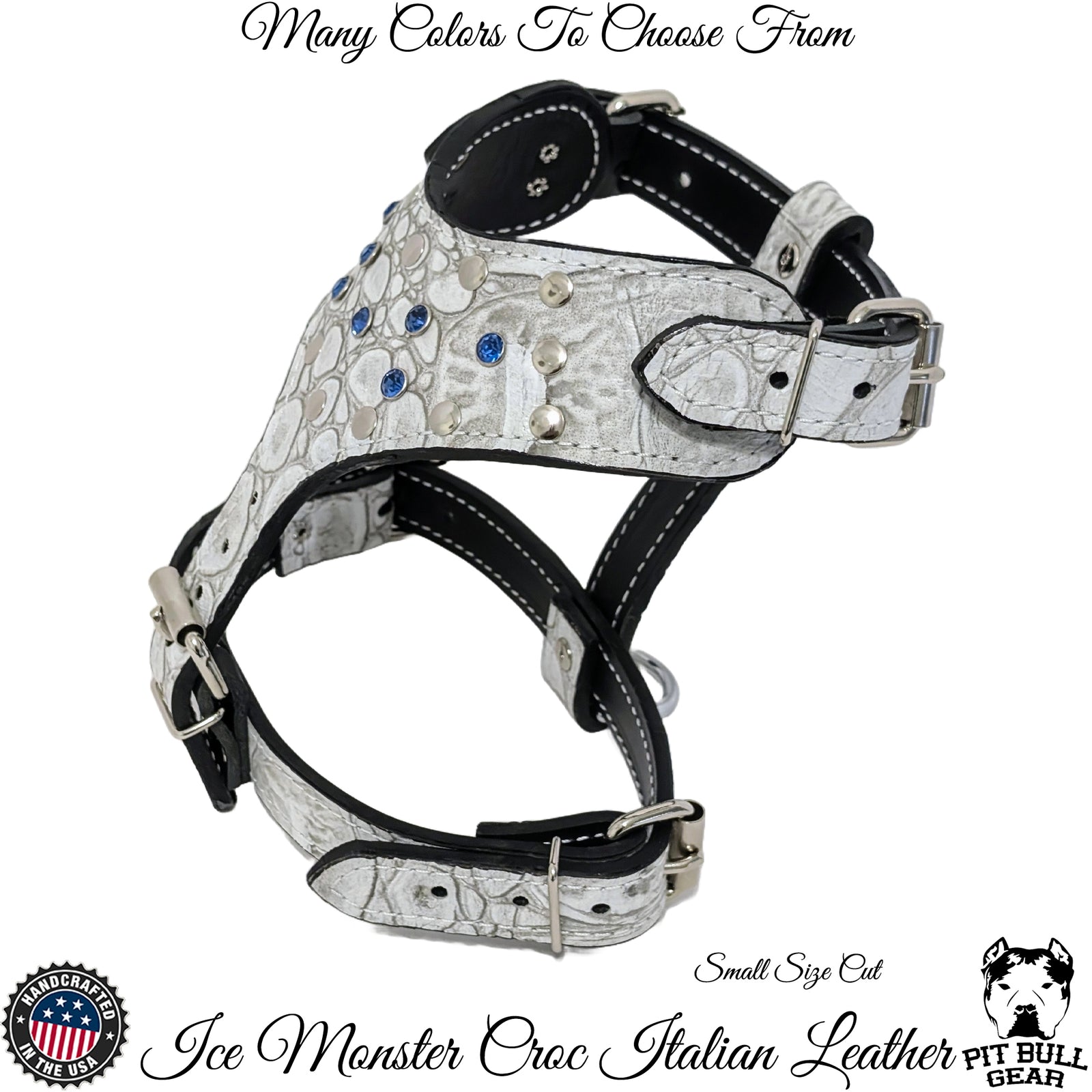 Y22 - Leather Dog Harness with Gems & Rivets