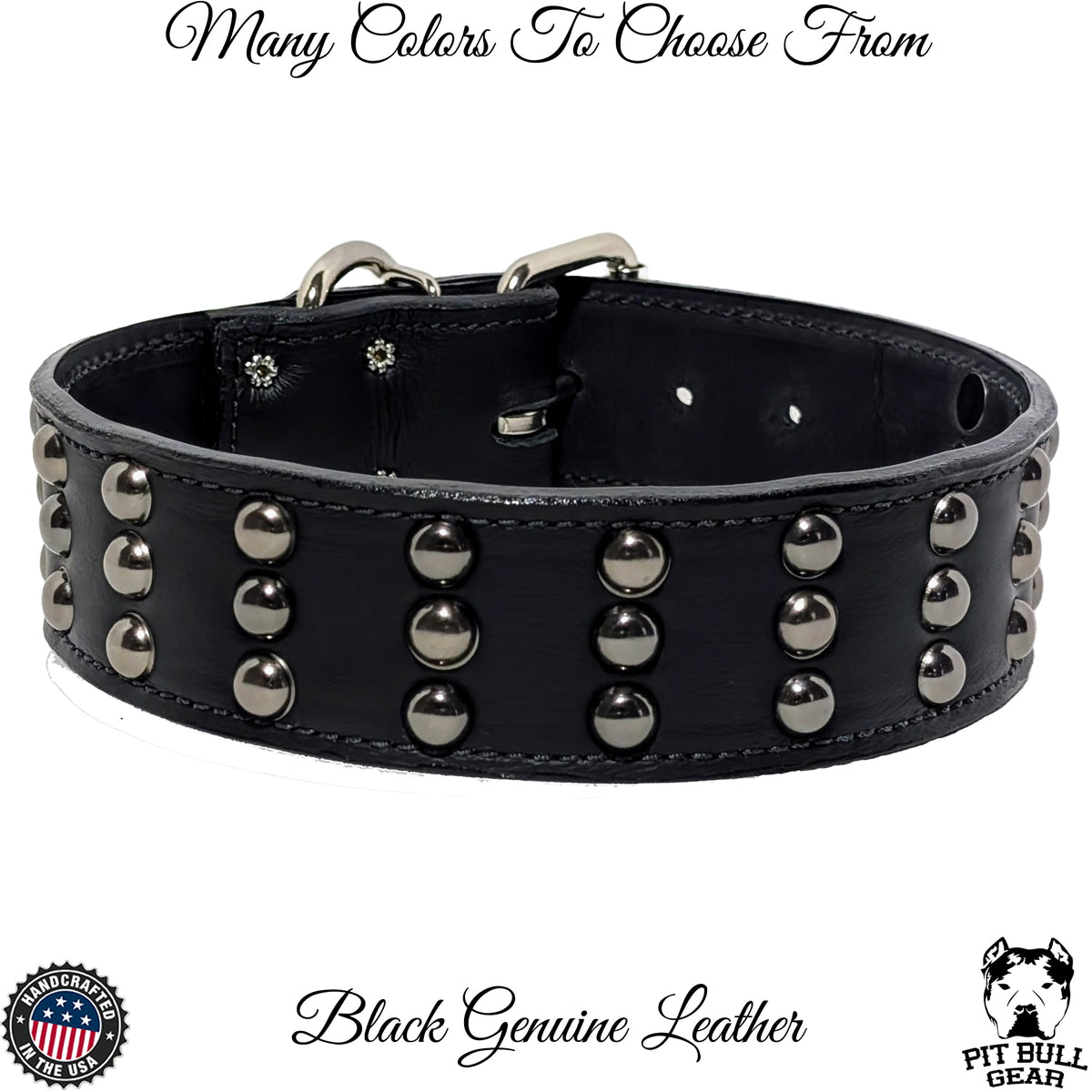 W55 - Collar para perros de cuero tachonado de 2&quot; de ancho