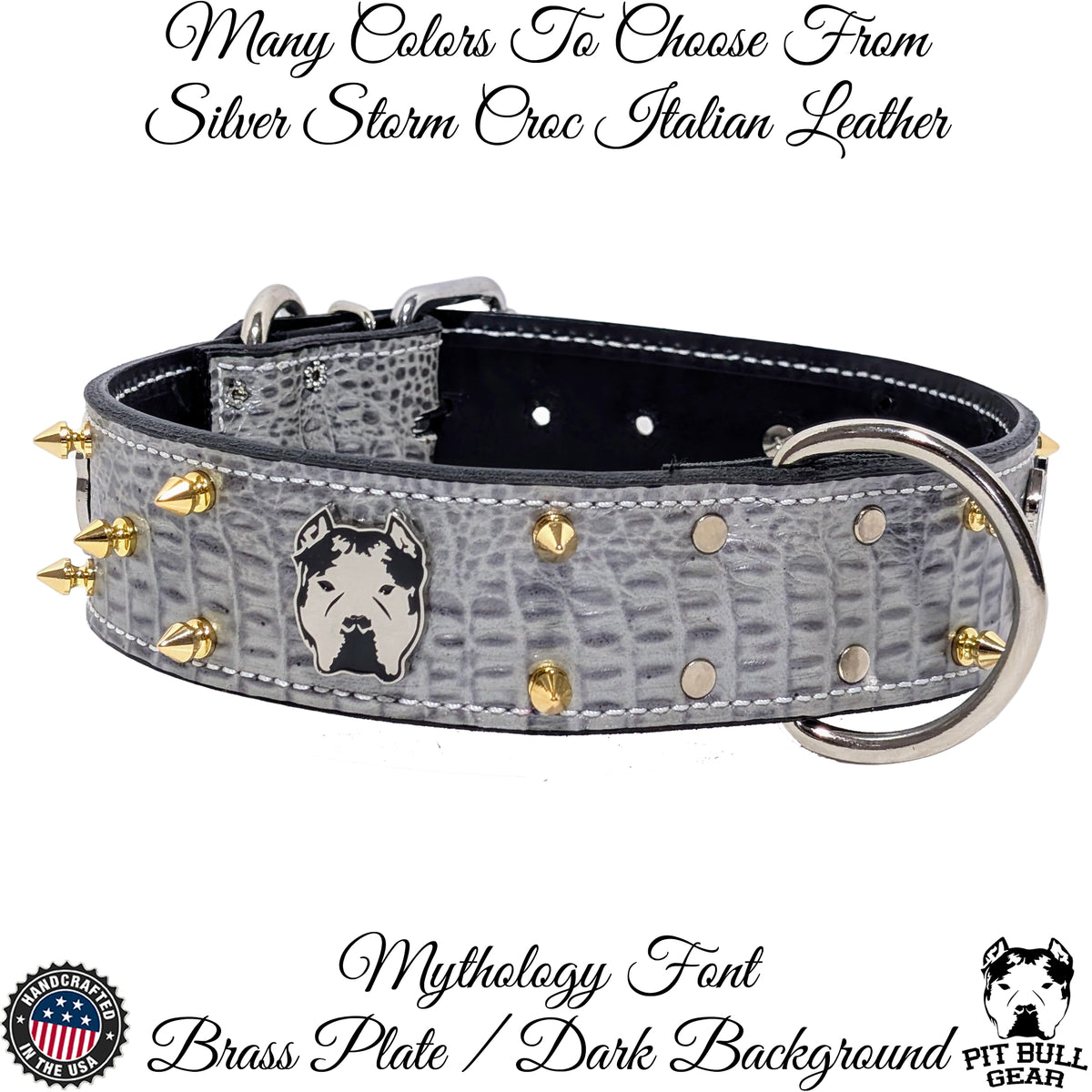 W47 - 2" Wide "Bully" Spiked Leather Dog Collar