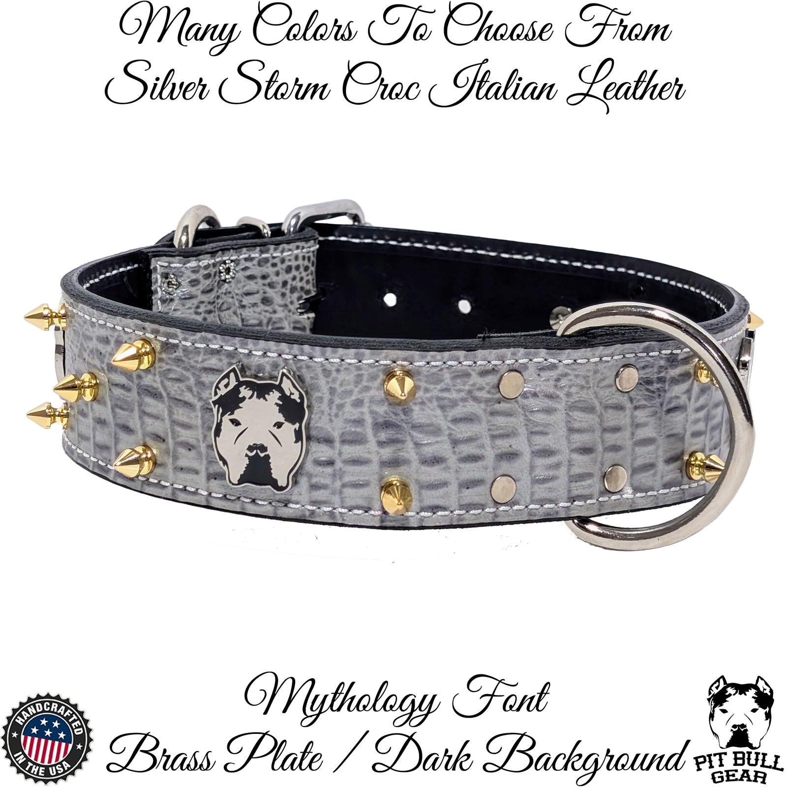 W47 - 2" Wide "Bully" Spiked Leather Dog Collar