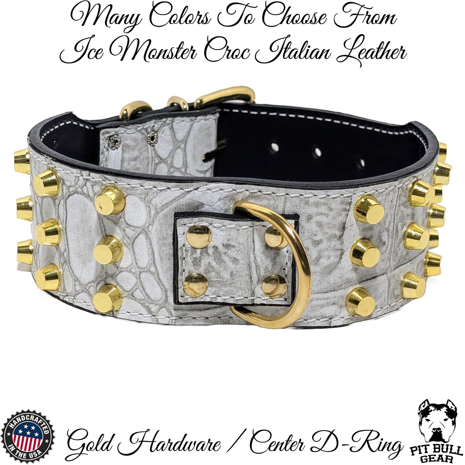 J14 - Collar para perros de cuero tachonado con forma de cubo de 2,5" de ancho