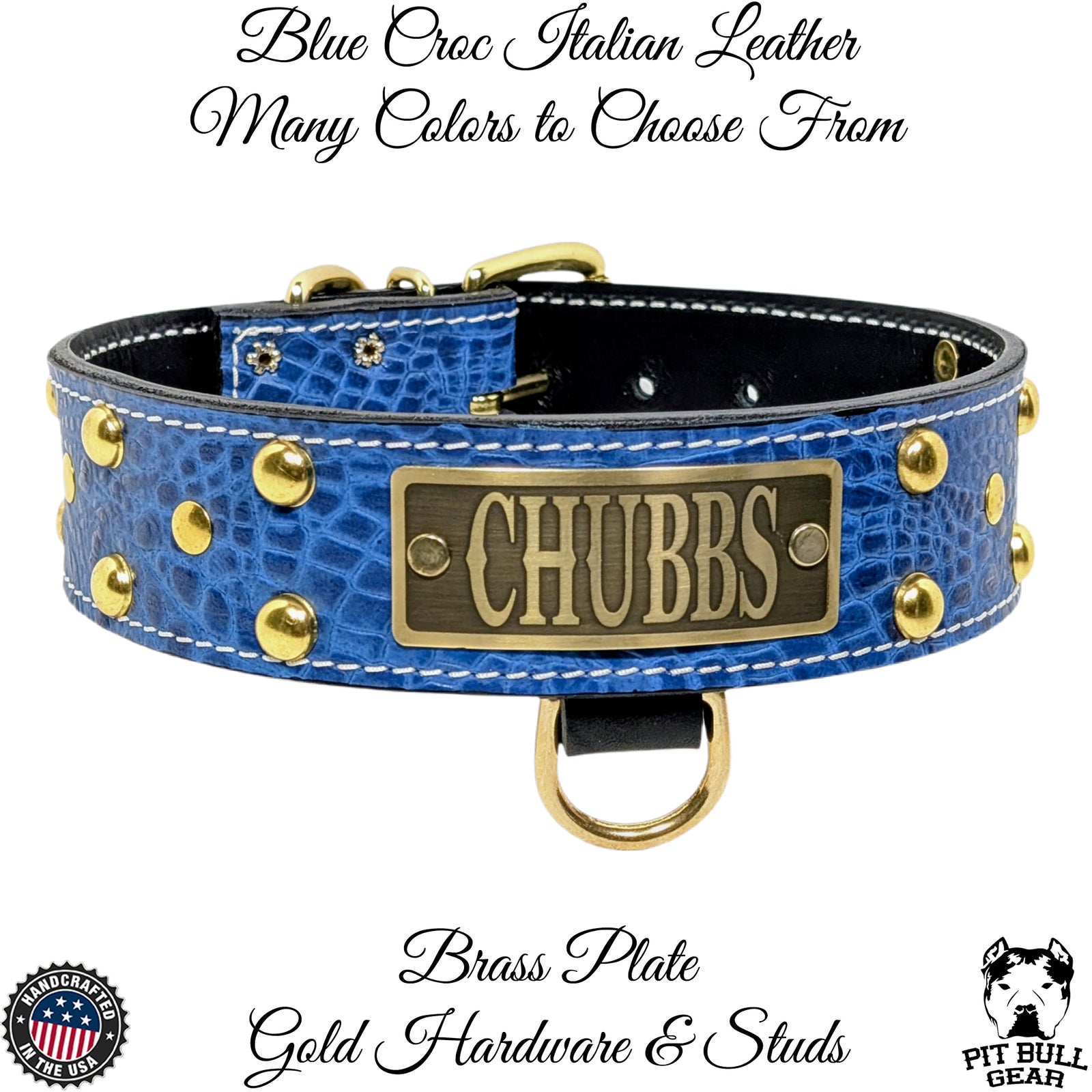 N12 - 2" Wide Personalized Leather Studded Dog Collar