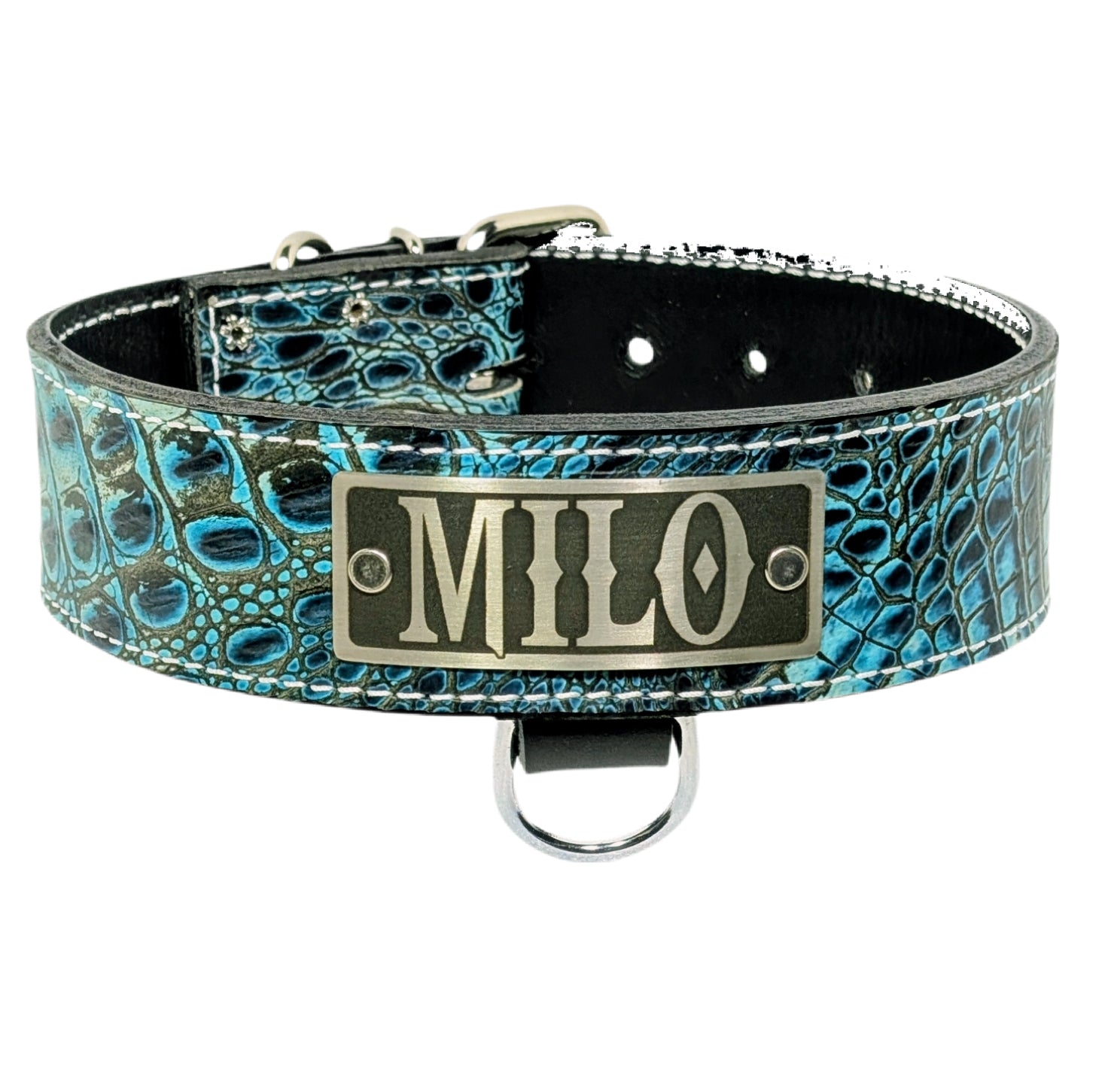 N15 - 2" Wide Personalized Leather Dog Collar