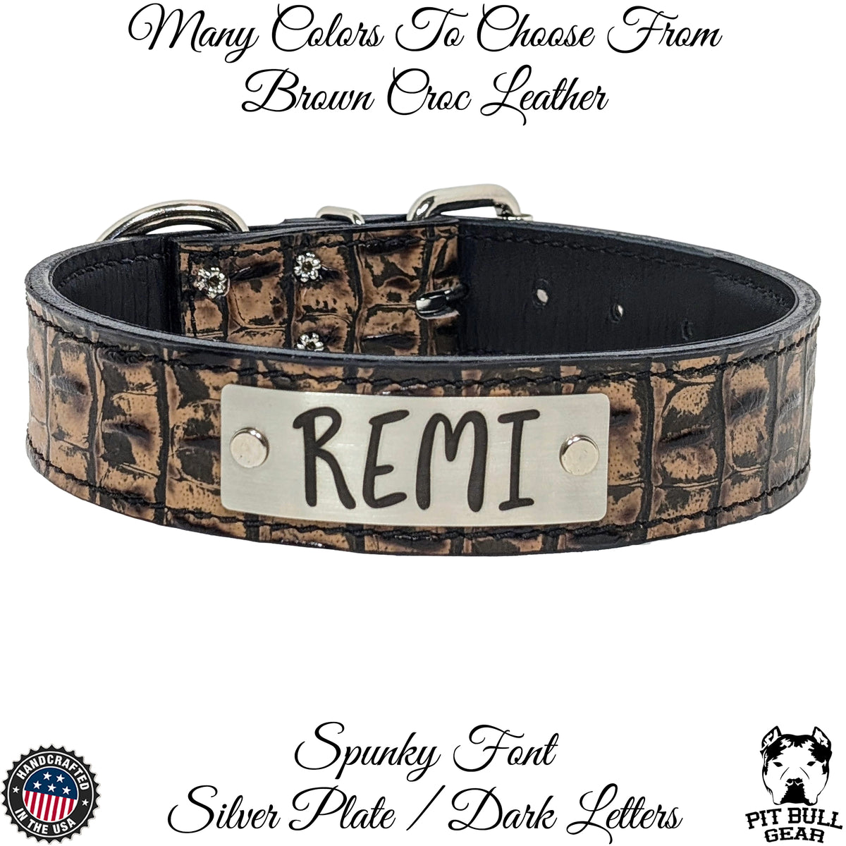 N7 - 1.5" Wide Leather Dog Collar Personalized Name Plate