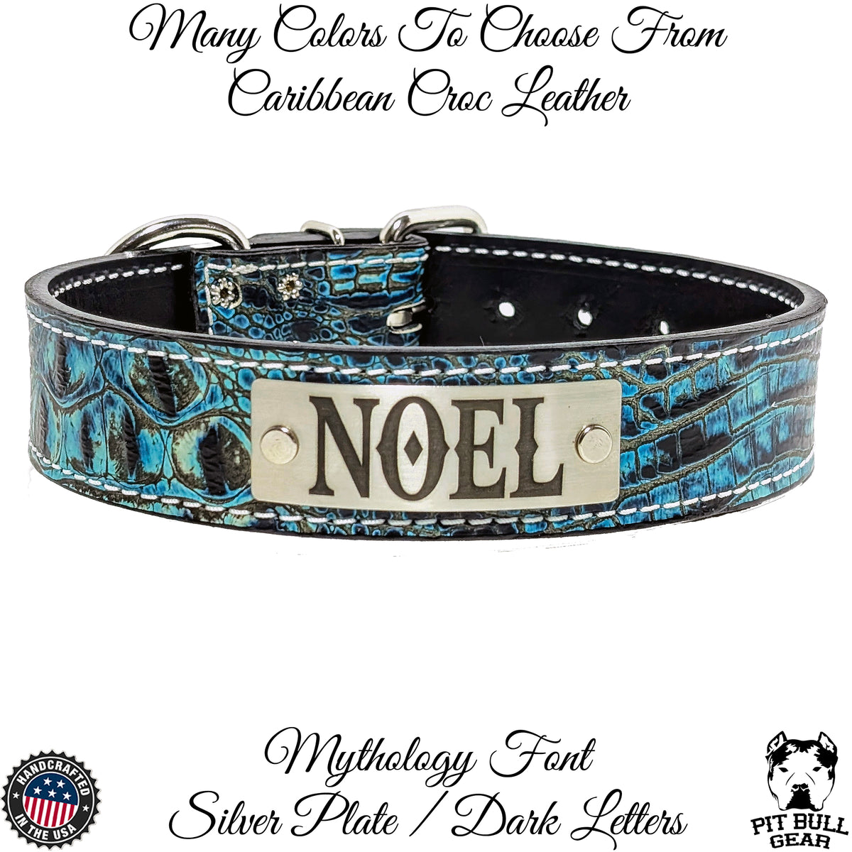 N7 - 1.5" Wide Leather Dog Collar Personalized Name Plate