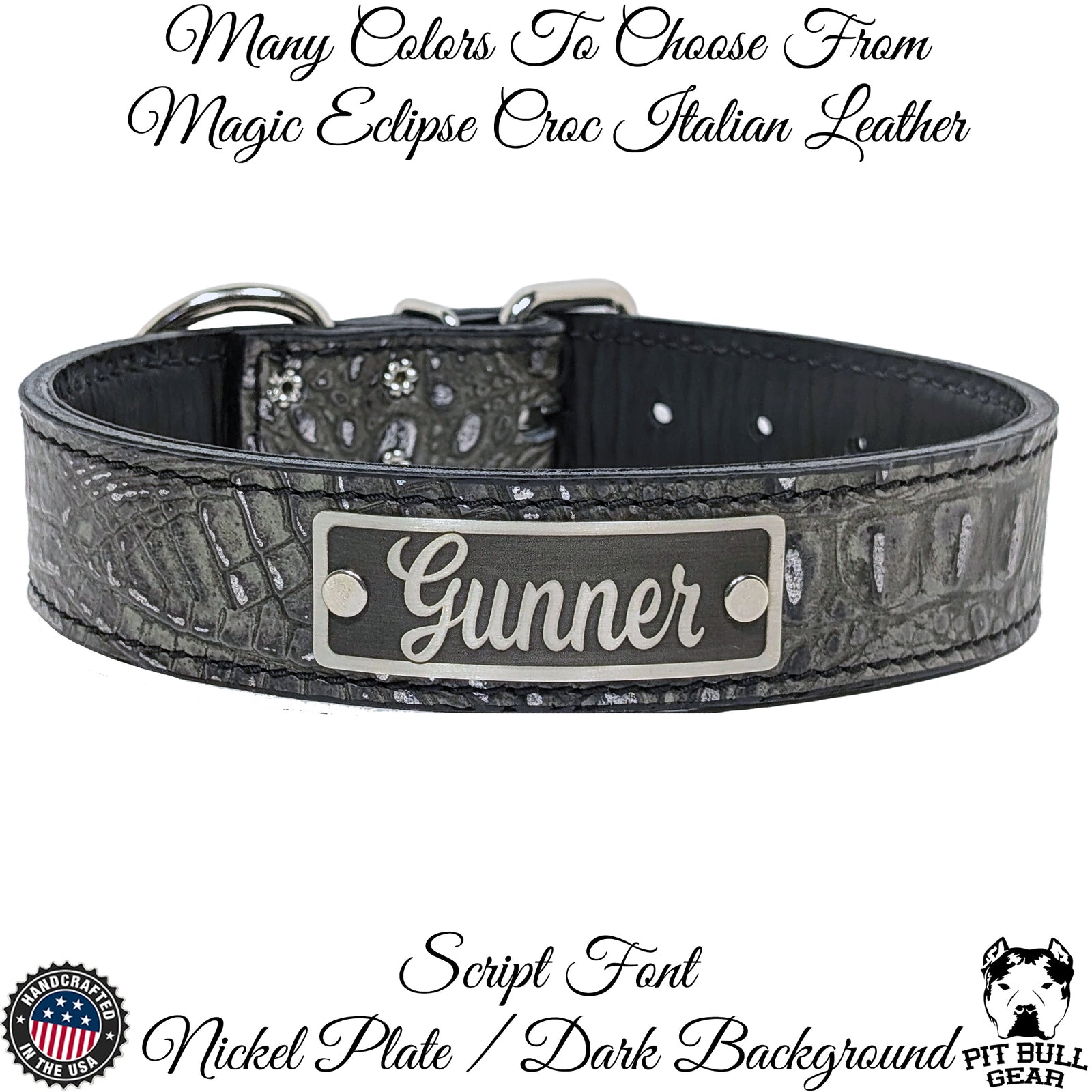 N7 - 1.5" Wide Leather Dog Collar Personalized Name Plate