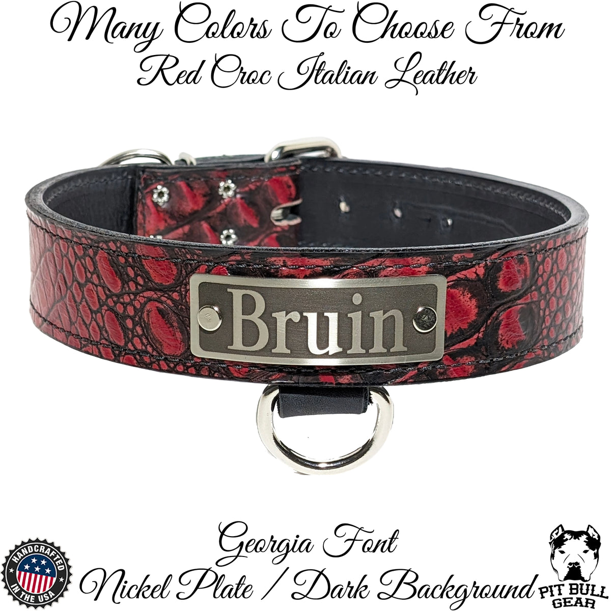 N7 - 1.5" Wide Leather Dog Collar Personalized Name Plate