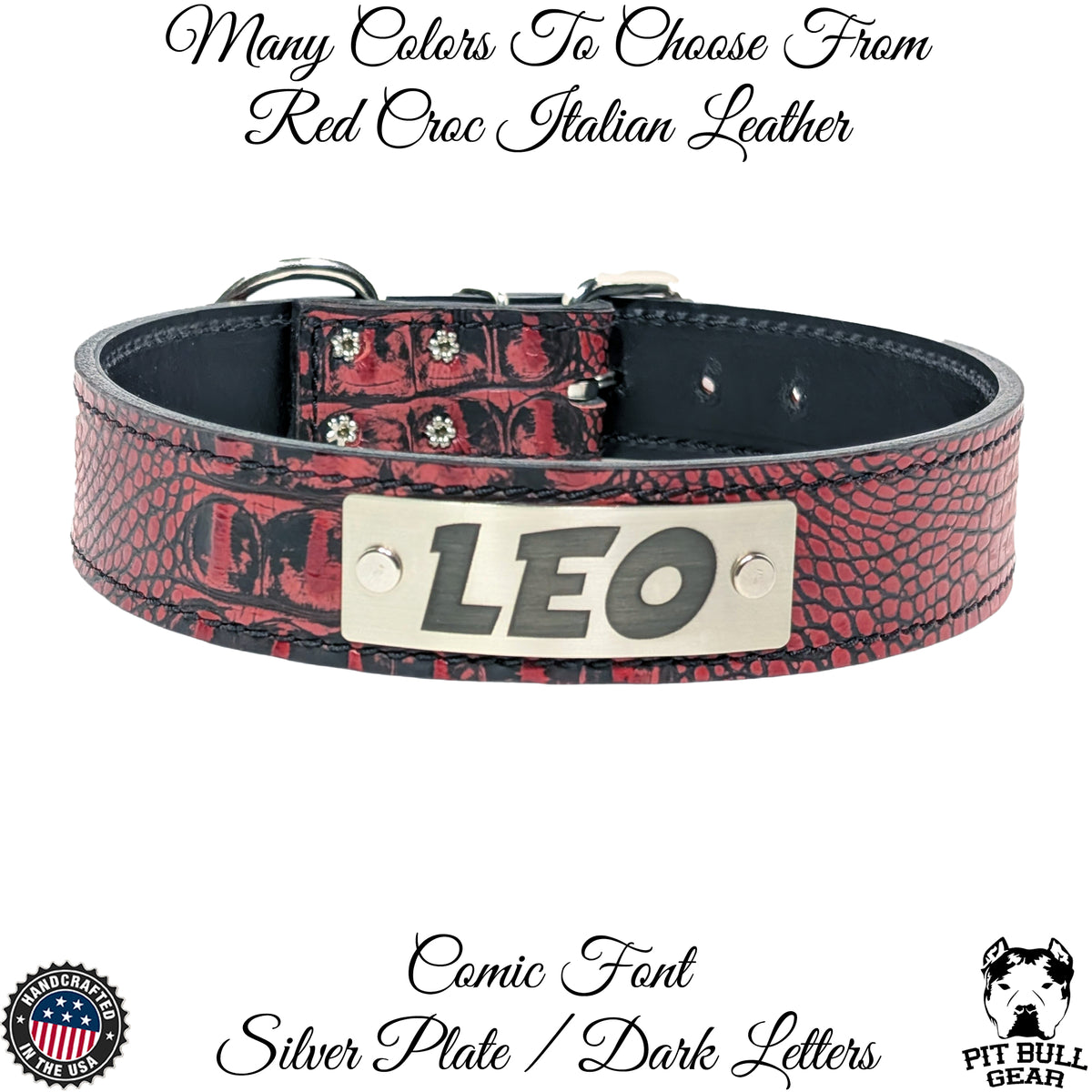 N7 - 1.5" Wide Leather Dog Collar Personalized Name Plate