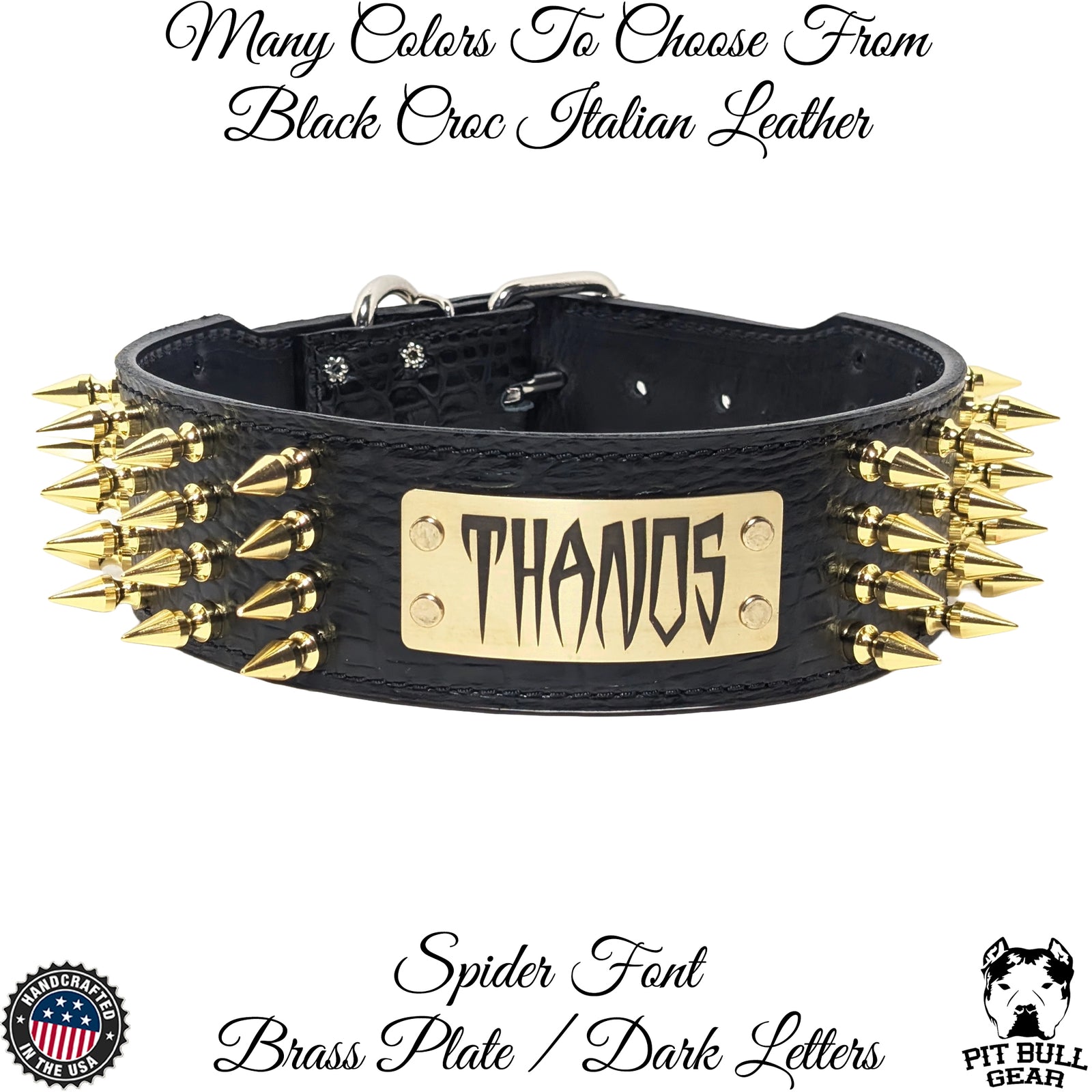 NJ10 - Colar Personalizado de Couro Pontudo de 2,5"