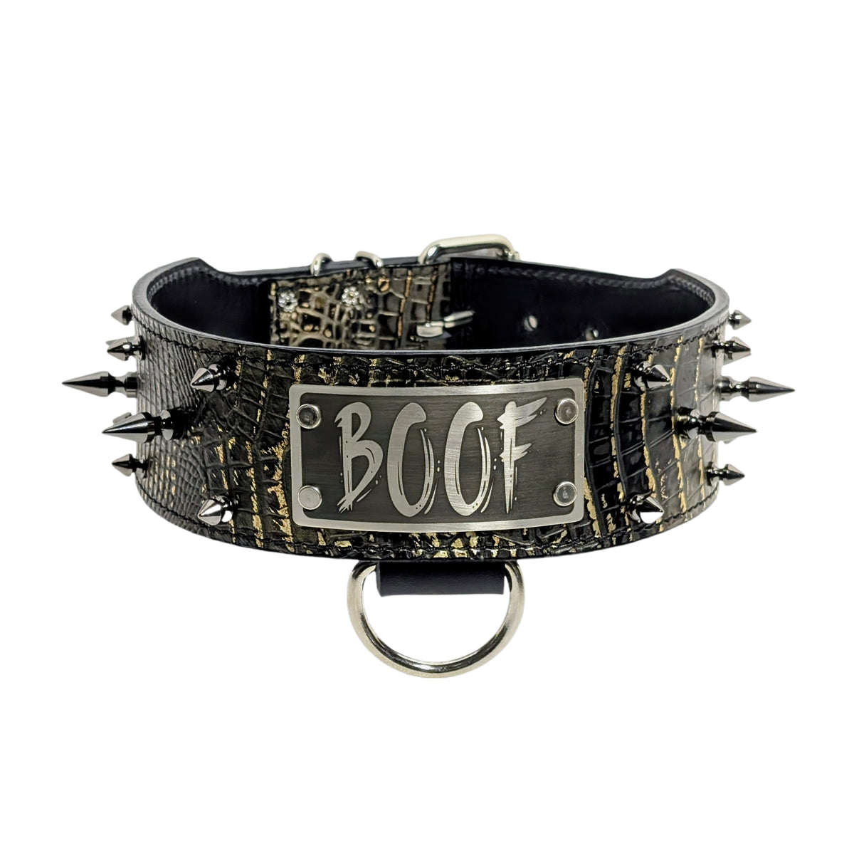 NJ2 - 2.5&quot; Wide Personalized Spiked Leather Collar