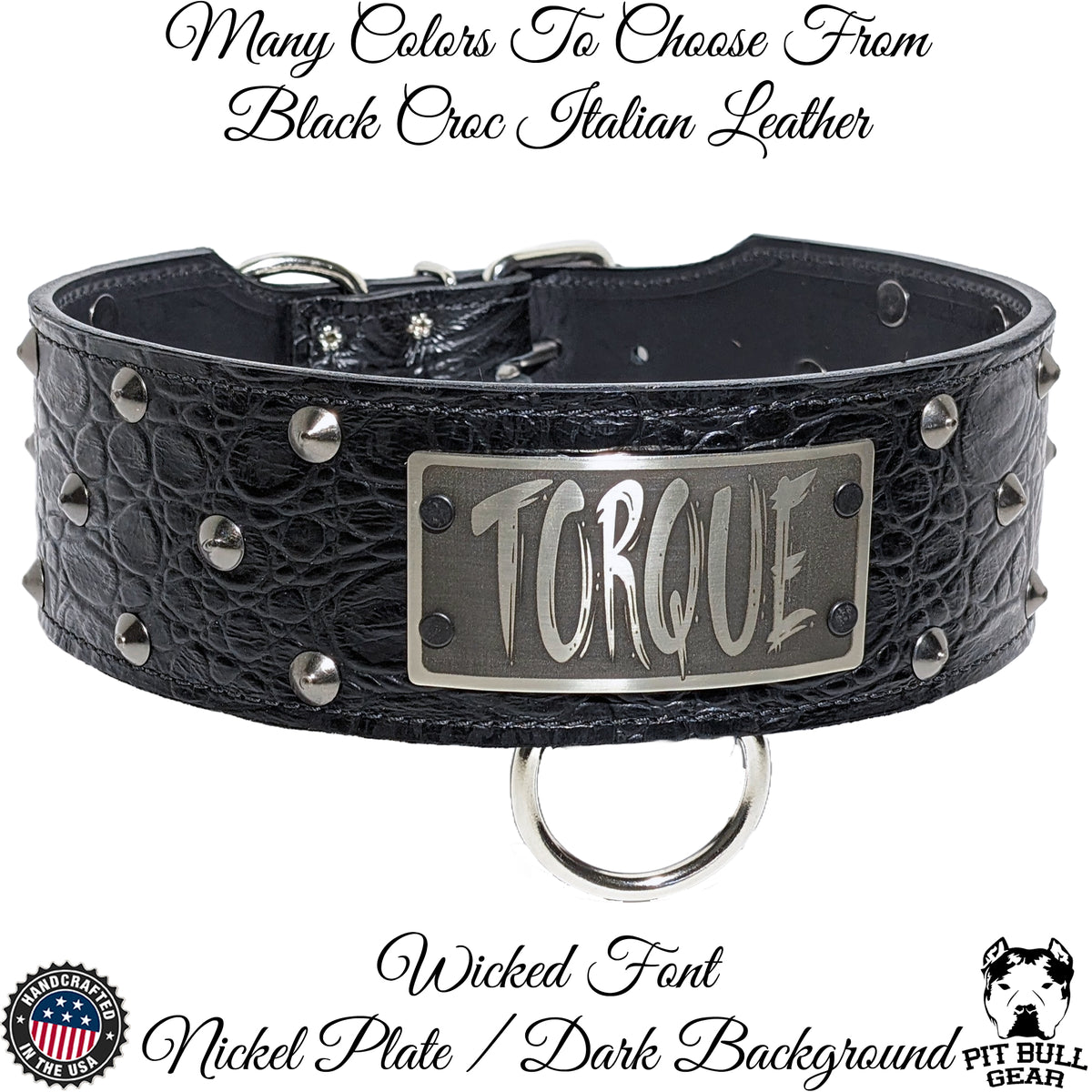 NX33 - 3" Wide Personalized Leather Dog Collar with Cone Studs