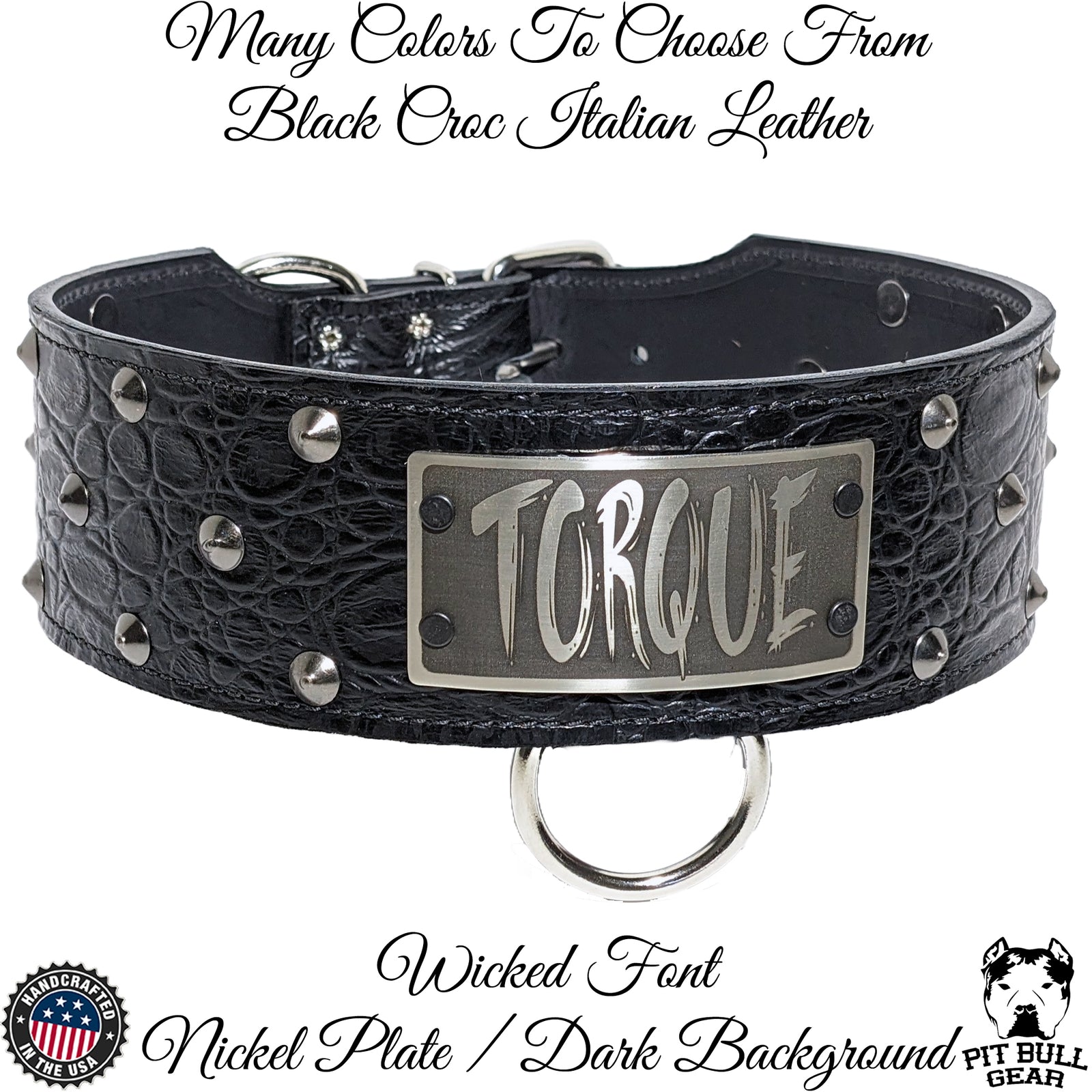 NX33 - 3" Wide Personalized Leather Dog Collar with Cone Studs