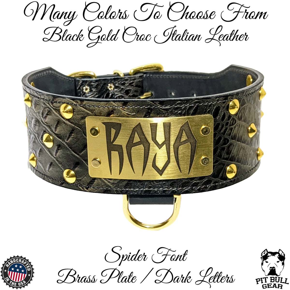 NX33 - 3" Wide Personalized Leather Dog Collar with Cone Studs