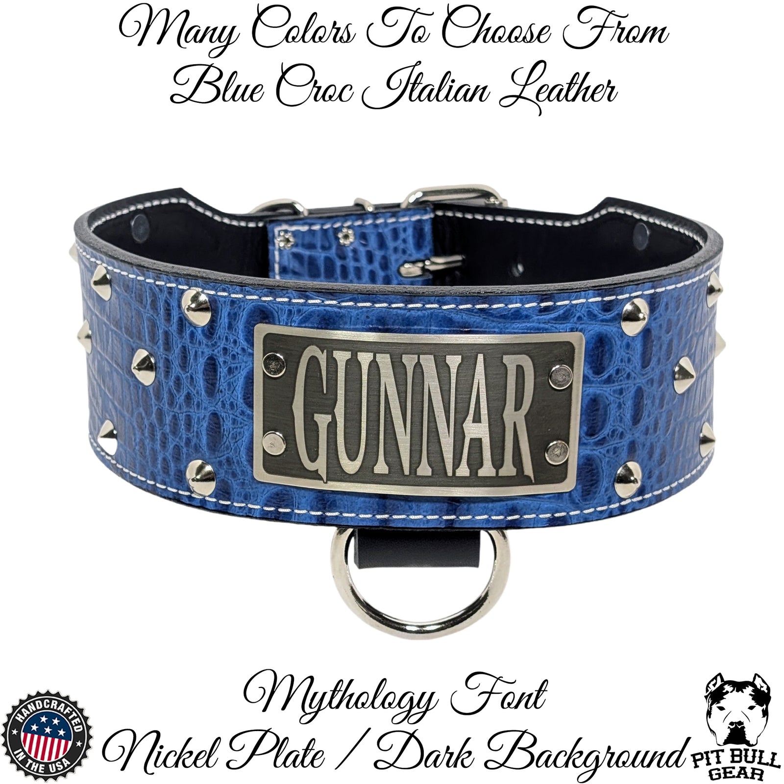 NX33 - 3" Wide Personalized Leather Dog Collar with Cone Studs