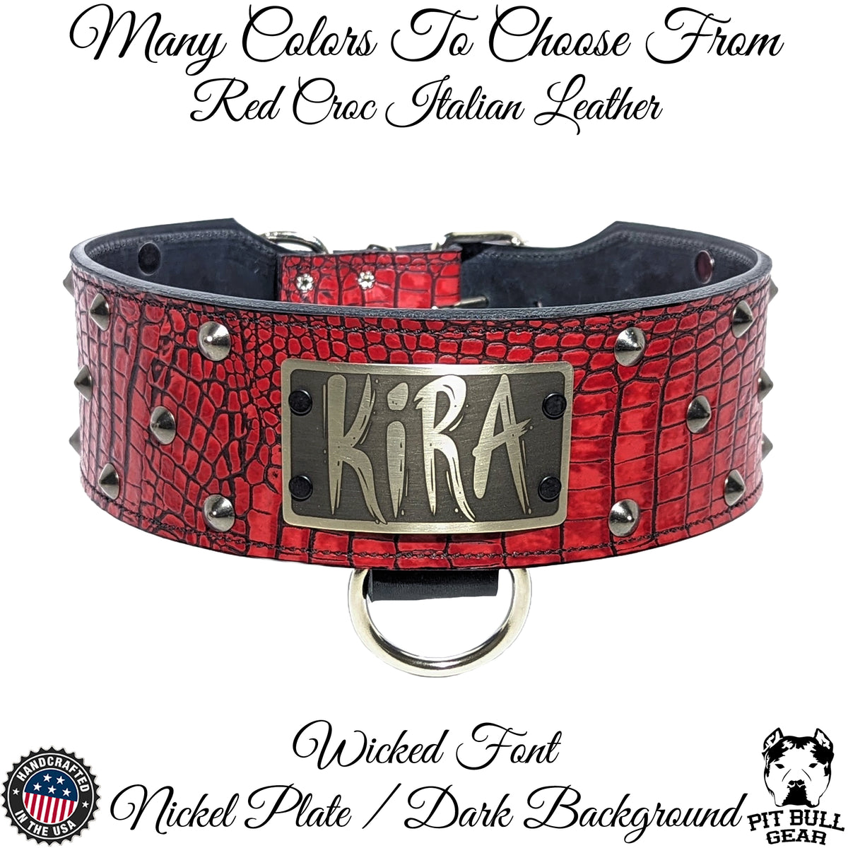 NX33 - 3" Wide Personalized Leather Dog Collar with Cone Studs